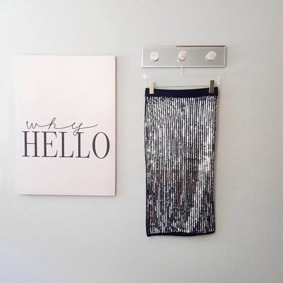 NWT MICHAEL Michael Kors black knit sequin pencil skirt, S - Picture 5 of 9